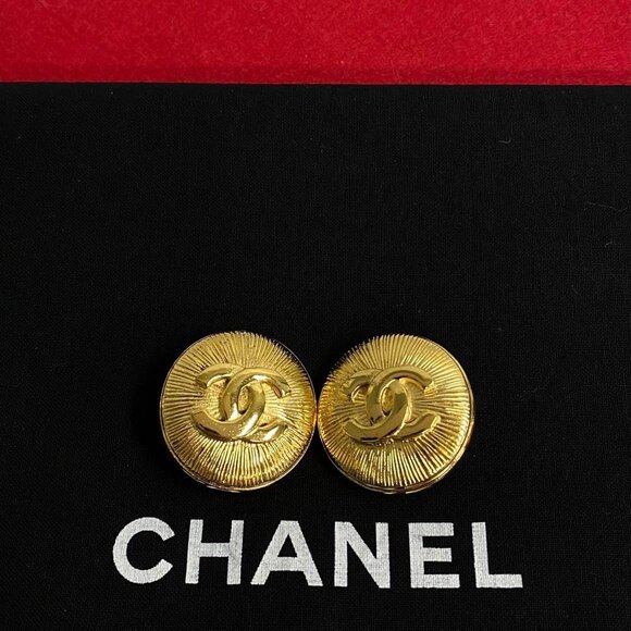 CHANEL Gold Coco Mark Earrings - Picture 1 of 7